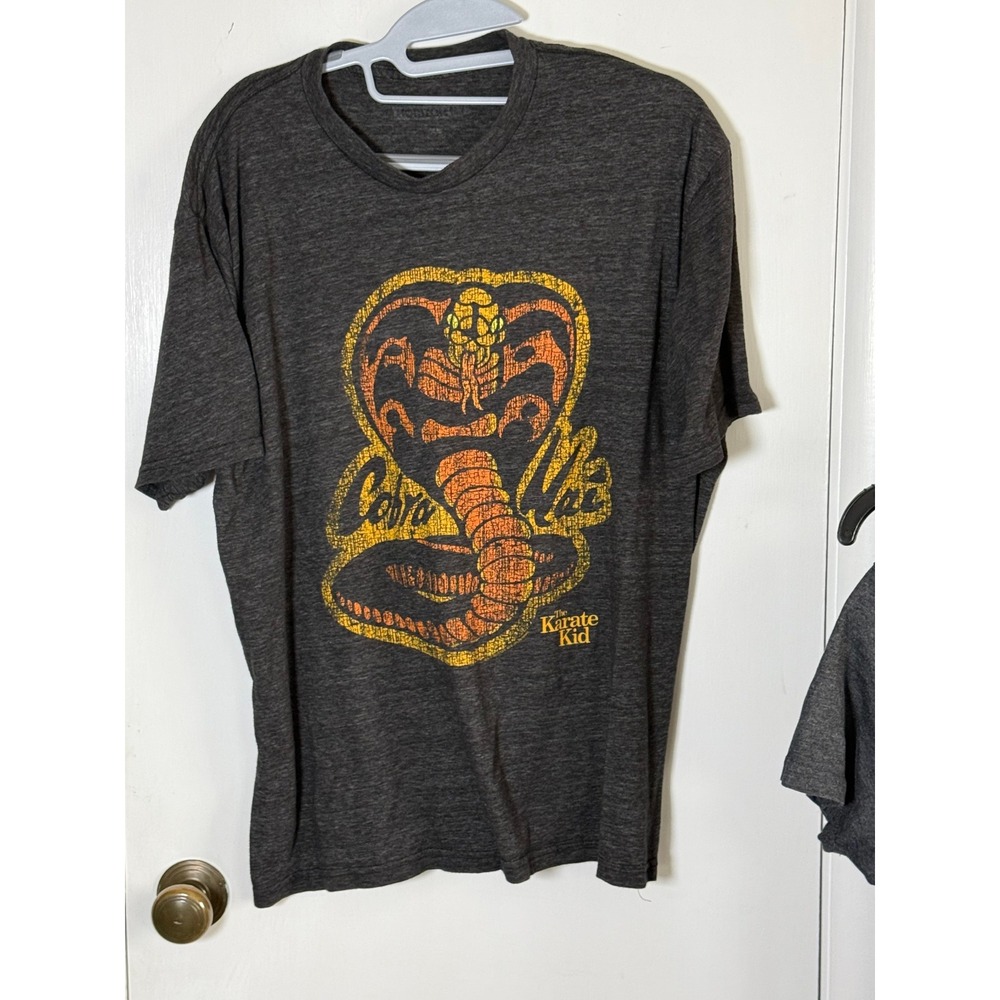 The Karate Kid Cobra Kai Graphic T-Shirt Mens Heather Gray Distressed Logo Tee